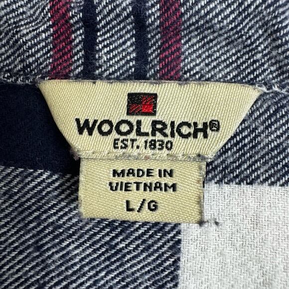 Woolrich Women's Plaid Button Down Shirt Size Large Western Navy Red Country - Picture 5 of 7